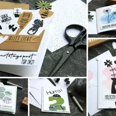 Kreative Ideen, um besondere Karten selber basteln. Verschiedene Designs mit Stempeln, Aquarell und süßen Botschaften.