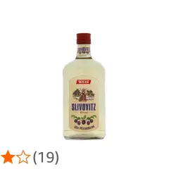Flasche Slivovitz mit 40% vol. und dem Hinweis "Alter Pflaumenbrand".