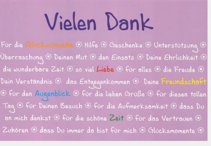 Ein liebevoll danke sagen für Glückwünsche, Liebe, Freundschaft und alle Glücksmomente.