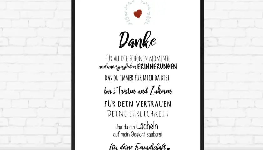 Ein Bild mit der Aufschrift "Danke" für schöne Momente, Erinnerungen, Trost und Zuhören. Es ist eine schöne Art, jemandem danke zu sagen.